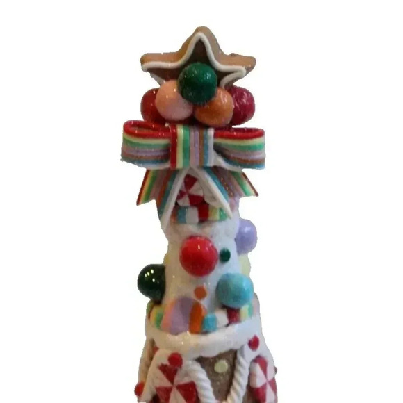 New Glittered Pepermint Gingerbread Gumdrop Candy Christmas Tree Ornament 14" - Picture 3 of 4